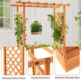 S AFSTAR Raised Garden Bed with Arch Trellis, Wood Planter Box with Hanging Roof, Side Trellis, 4 Drainage Holes, Above Ground Elevated Garden Bed S AFSTAR