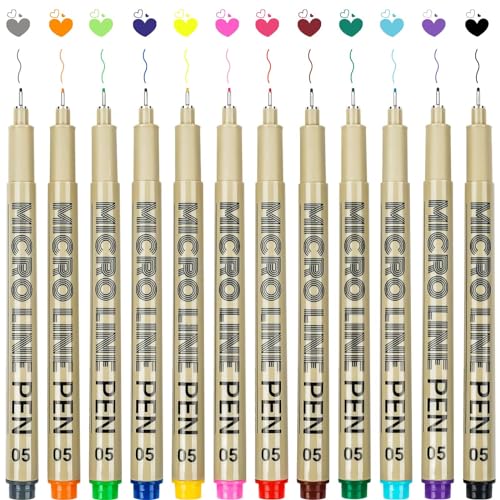  KERIFI 12 Colors 05 Micro Fineliner Drawing Art Pens