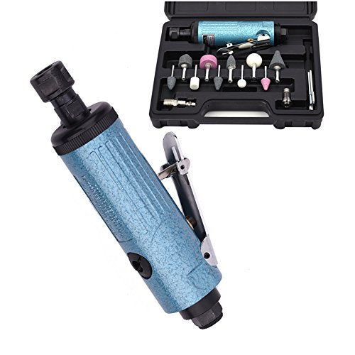 SHININGEYES Air Die Grinder with 1/4" and 1/8" Collets Air Compressor Tool, Air Straight Grinder and Air Angle Grinder (straight grinder) SHININGEYES