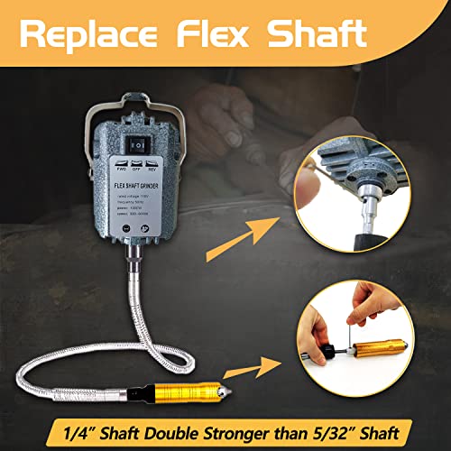 TUNTROL 1000W 30000RPM Flex Shaft Rotary Tool, Thicken 1/4" Flexible Shaft with Stepless Speed Foot Pedal, Hanging Grinder Carver Electric TUNTROL
