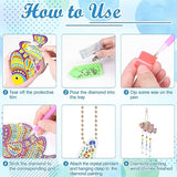 Anseal 3 Pack Diamond Art Suncatcher Wind Chime Kits for Adults Kids, Double Sided Crystal Sea Animals Diamond Painting Hanging Ornament Suncatchers Anseal