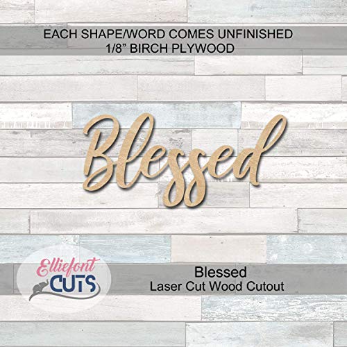 Blessed Wood Cutouts for crafts, Laser Cut Wood Shapes 5mm thick Baltic Birch Wood, Multiple Sizes Available Elliefont Styles