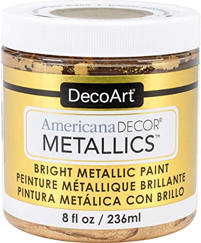 DecoArt Americana Decor Metallics 24K Gold Paint - 8oz Metallic 24K Gold Acrylic Paint - Water Based Multi Surface Paint for Arts and Crafts, Home DecoArt