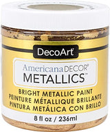 DecoArt Americana Decor Metallics 24K Gold Paint - 8oz Metallic 24K Gold Acrylic Paint - Water Based Multi Surface Paint for Arts and Crafts, Home DecoArt