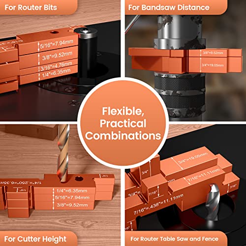 Neitra Router Table Setup Blocks Woodworking - 8pcs Aluminum Alloy Precision Setup Bars for Routers Tables Saw Accessory, Measuring Height Depth - WoodArtSupply