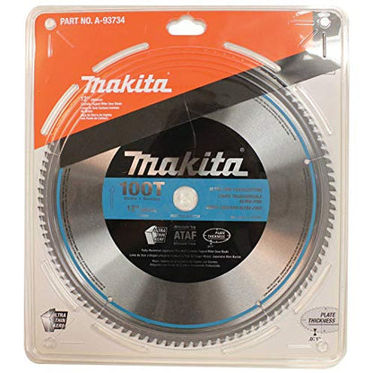 MAKITA 12" X 1" 100T MICRO POLISHED MITER SAW BLADE, A-93734 , Silver - WoodArtSupply