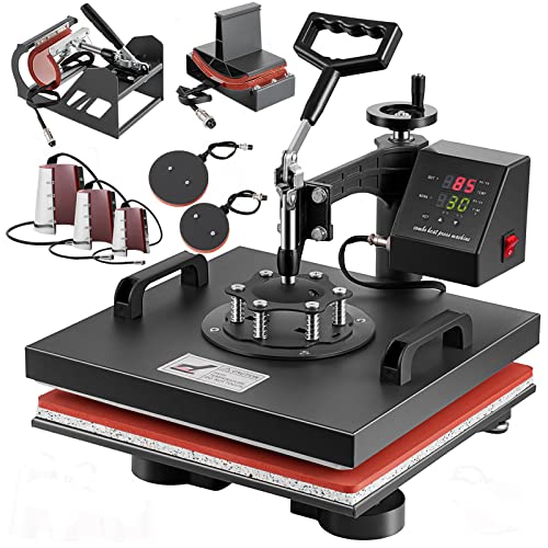 SHZOND Heat Press 8 in 1 Heat Transfer Machine, 15x15 Inch Swing Away Transfer Sublimation Heat Press Machine for T Shirts, Hats, Mugs and Plates (8 SHZOND