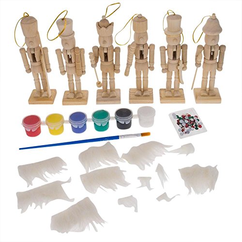 Set of 6 Unfinished Wooden Nutcrackers DIY Craft Kit 5 Inches BestPysanky