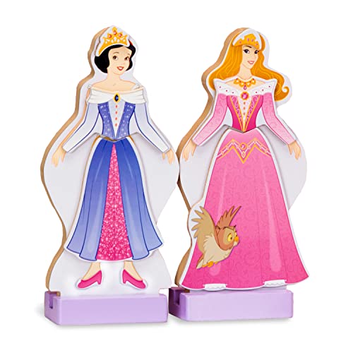 Melissa & Doug Disney Sleeping Beauty and Snow White Magnetic Dress-Up Wooden Doll Pretend Play Set (40+ pcs) - WoodArtSupply