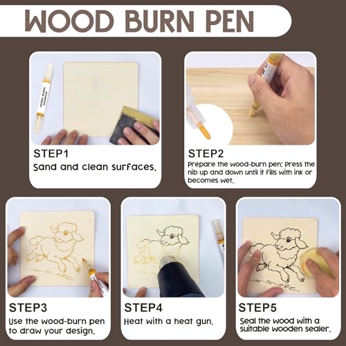 1DFAUL Wood Burn Paste Pen Kit, 4OZ Wooden Burning Gel, Double Sided Wood Burn Marker Kit for DIY Beautiful Wooden Burning in Minutes, Perfect for