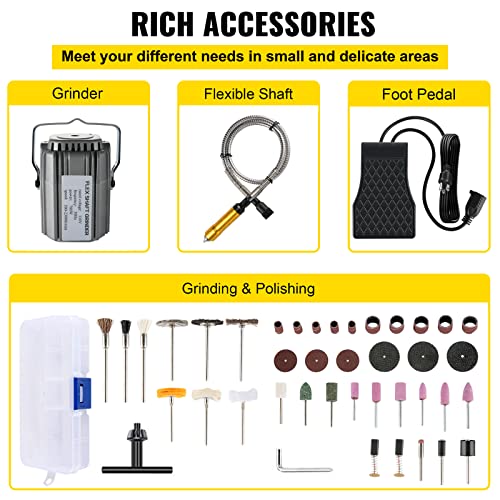 VEVOR Flex Shaft Grinder 780W Rotary Tool 500-23000RPM Rotary Carver with 1/4" 3-Jaw Chuck & Stepless Speed Foot Pedal Hanging Grinding Machine VEVOR