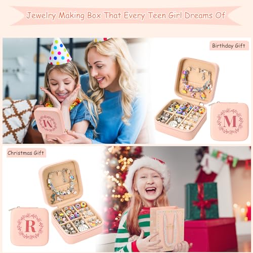 Charm Bracelet Making Kit for Girls 3-12, Kids Jewelry Making Kit 66Pcs Jewelry Kits for Girls Ages 8-12 Jewelry Maker Craft Necklace Birthday SUREHOME