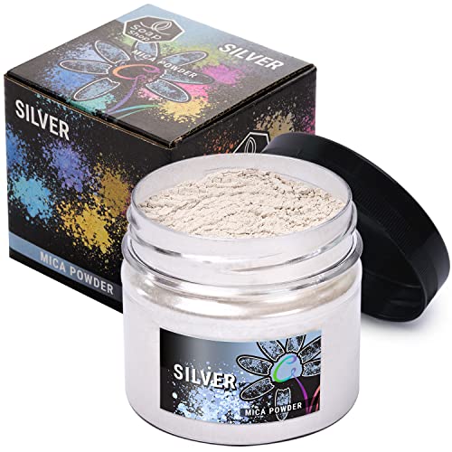 Mica Powder (Silver) 2 oz – Soap Making Kit – Powdered Pigments Set – Soap Making dye – Single Color - Hand Soap Making Supplies - Resin Dye - Mica