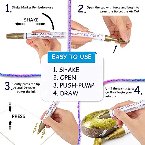 VHEONET Paint Pen 3 Gold & 3 Silver Metallic Permanent Acrylic Markers Set for Fabric Glass Plastic Rock Wood Ceramic Leather Tire Painting, Medium VHEONET