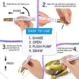 VHEONET Paint Pen 3 Gold & 3 Silver Metallic Permanent Acrylic Markers Set for Fabric Glass Plastic Rock Wood Ceramic Leather Tire Painting, Medium VHEONET