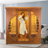 TaTalife Infrared 2 Person Wooden Sauna Room, Luxurious Red Cedar Sauna with Recliner, 3400W Dry Heat Sauna for Home, 9 Heating Panels, Bluetooth TaTalife
