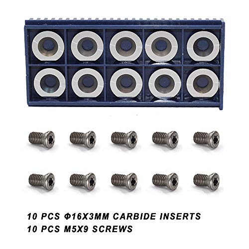 YUFUTOL 10pcs 16mm Round Carbide Inserts Cutters Knifes Indexable Replacement Fits For Popular DIY Woodworking Lathe Wood Turning Finisher Hollower YUFUTOL