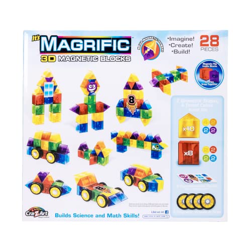 Cra-Z-Art Magrific 3D Magnetic Blocks 28 Piece Set Colorful