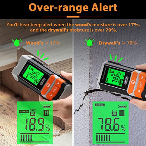 Dr.meter Wood Moisture Meter, 2 in 1 Pin & Pinless Moisture Tester, Digital Dampness Moisture Sensor Detector for Wood Firewood Drywall Paper Floor - WoodArtSupply