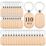 Auihiay 110 Pieces Wood Keychain Blanks, Wood Key Chain Bulk, Unfinished Wood Keychain Blanks for Laser Engraving and Chrismas DIY Crafts (Rectangle) Auihiay