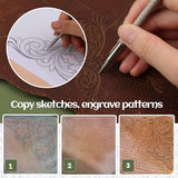 QMNNMA Leather Scriber Pen, Pointy Stainless Steel Picker Pen with Leather Carving Pattern Description Paper for DIY Crafts, Leather Line Description QMNNMA
