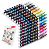 Fine Tip Paint pens for Rock Painting - Wood, Glass, Metal and Ceramic Works on Almost All Surfaces Set of 15 Vibrant oil based fine point paint ARTIQO