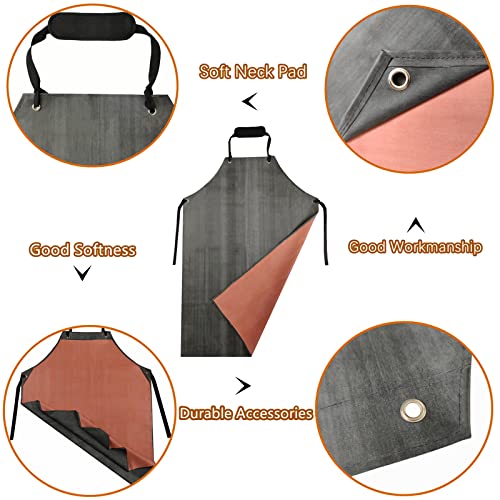 Rubber Apron Waterproof with Thick Rubber Gloves for Men and Women, Heavy Duty Butcher Apron with Adjustable Neck Pad, Chemical Aprons, Long TonLing