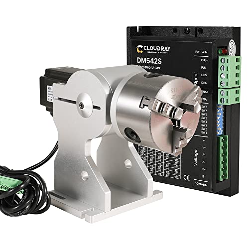 Cloudray 3-Jaw,Chuck Rotary Attachment,Axle Height 5inch Nema 23 Stepper Motor,Reducing ratio 1 for Fiber Marking Machine Engraving Machine (RA-A D80 - WoodArtSupply