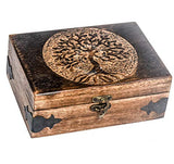 Antique Handmade Wooden Urn Tree of Life Engraving Handcarved Jewellery Box for Women-Men Jewel | Home Decor Accents | Decorative Boxes | Storage & Hind Handicrafts