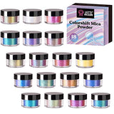 LET'S RESIN Mica Powder, 18 Jar Chameleon Mica Powder, Color Shift Mica Powder for Epoxy Resin/Tumbler, Chrome Powder Pigment for Nails Art, LET'S RESIN