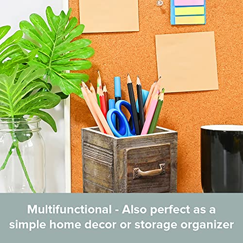 Country Style Wood Planter Box [1-Drawer] Rustic Wooden Flower Box - 5.5"x5.5" Square Planter - Small Wood Crates Unfinished Succulent Planters - Primo Supply