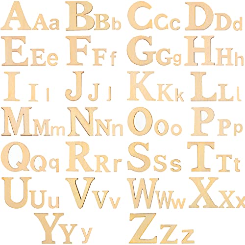 260 Pieces 1 Inches and 2 Inches Wooden Letters Unfinished Wood Alphabet Letter for Crafts Natural Blank ABCs Cutouts Small Home Wall Decor for Blulu