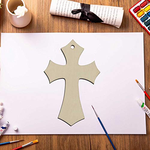 20pcs Wooden Cross Hanging Ornaments Cross Shaped Wood DIY Crafts Cutouts with Hole Hemp Ropes Gift Tags for Wedding Birthday Halloween Christmas