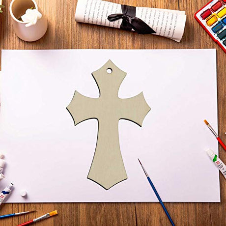 20pcs Wooden Cross Hanging Ornaments Cross Shaped Wood DIY Crafts Cutouts with Hole Hemp Ropes Gift Tags for Wedding Birthday Halloween Christmas Creaides