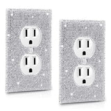 Outlet Covers.2 Pack Shiny Rhinestones Wall Plate Rhinestones Light Switch Cover Decorative Bling Switch Cover Crystal Outlet Covers Decorative Wall Mozeat Lens