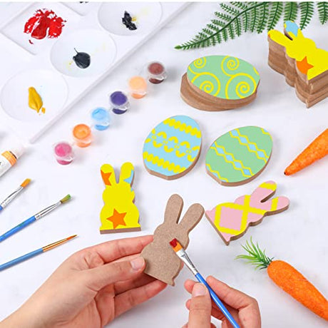 20 Pcs Easter Wooden Bunny Cutouts Unfinished Bunny Table Wooden Signs Peeps Bunny Egg Shaped Craft Tags Easter Blank Bunny Slice Wooden Signs for Gerrii