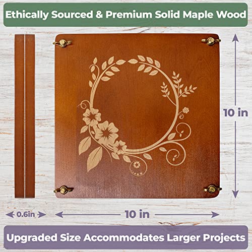 Large Wooden Flower Pressing Kit with Dried Flowers - 10 Layers - DIY Solid Maple Arts and Crafts for Adults with Storage Bag - 10x10 inches - WoodArtSupply