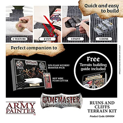 The Army Painter Terrain Paint Set with 5 Terrain Paint, 1 Spray, Basing Materials Gamemaster (Ruins & Cliffs Terrain Paint Beginner Set) - WoodArtSupply