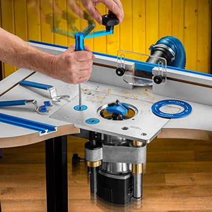 Rockler Pro Router Lift (8-1/4'' x 11-3/4'' Plate) – Kit Includes Aluminum Router Plate, Insert Ring, Set of Hex Keys on Key Chain - Easy to Install