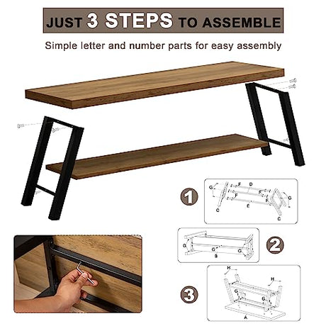 SUNTAGE Entryway Bench, Farmhouse Indoor Entry Way Shoe Benches Seat, Industrial Metal Shoe Storage Bench Organizer for Living Room, Bedroom, Hallway SUNTAGE