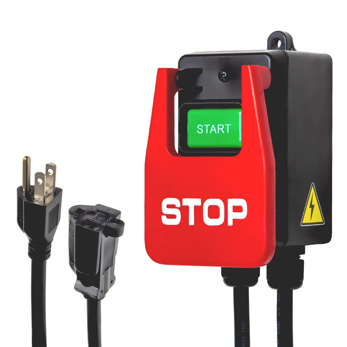 POWERTEC 71754 120V Safety Power Tool Paddle Switch w/Heavy Duty Cords, fits Table Saw, Router Table, Drill Press, Bench Saw, Band Saw POWERTEC