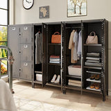 MIIIKO Steel Wardrobe Cabinet Locker, Rustic Metal Storage Cabinet with Shelf, Lockable Doors and Hanging Rod, Industrial Locker Cabinet for Locker MIIIKO