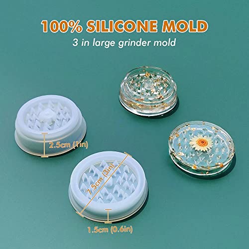 5 PCS Resin Tray Molds and Resin Grinder Mold for Grind and Storage, Large Resin Molds Silicone Molds for Resin, DIY Resin Epoxy Kit