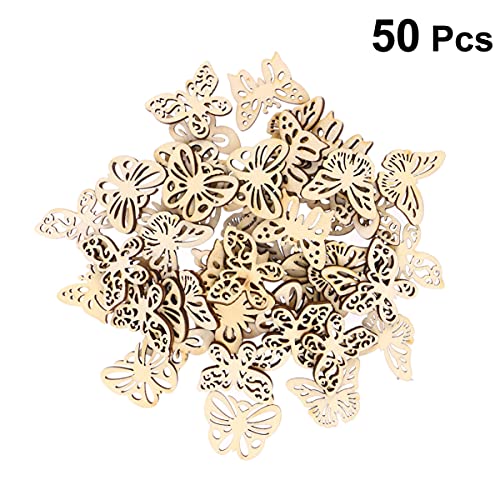 MILISTEN 50pcs Unfinished Wood Crafts Slices Wood Butterfly Shape Craft Wood Embellishments Wooden Butterfly for Crafts Wooden Wedding Cutouts Wood - WoodArtSupply