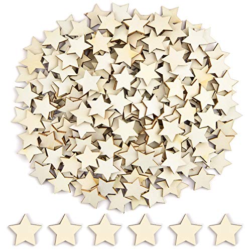 120 Pieces 2 Inch Unfinished Wooden Star Blank Natural Wood Slices Wooden Cutout Tiles for DIY Crafts Home Decoration Painting Staining
