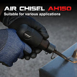 UW-AH150 Short Barrel Air Hammer Kit with Quick Change Retainer and 4 Chisels, 1-5/8 Inch Stroke, 4500 BPM, Light weight UPWOOD