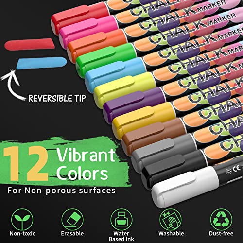 SILENART White Chalk Markers - 6 Pack with 24 Chalkboard Labels- White Dry  Er