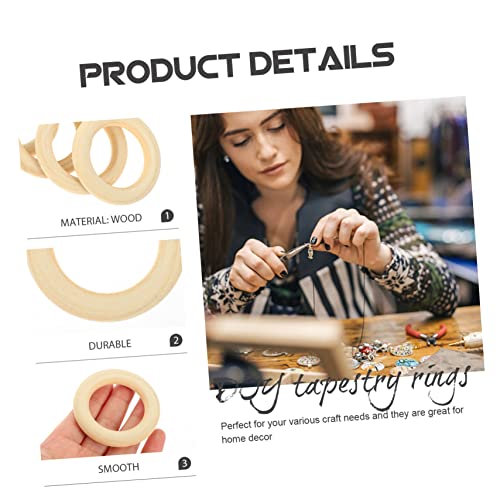 COHEALI 30pcs Handmade Wooden Ring Unfinished Smooth Wooden Ring Floral Hoop Ring Dream Catcher DIY Wood Circles for Craft Macrame Hoop Unfinished COHEALI