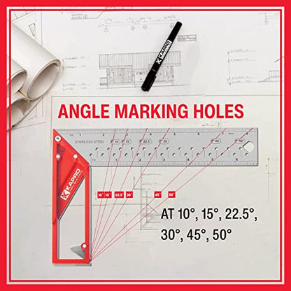 Kapro - 353 Professional Ledge-It Try & Mitre Square - For Leveling and Measuring - Features Stainless Steel Blade, Retractable Ledge, and Etched - WoodArtSupply