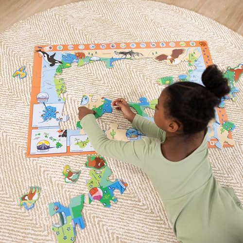 Melissa & Doug National Parks U.S.A. Map Floor Puzzle – 45 Jumbo and Animal Shaped Pieces, Search-and-Find Activities - Kids Preschool Educational - WoodArtSupply